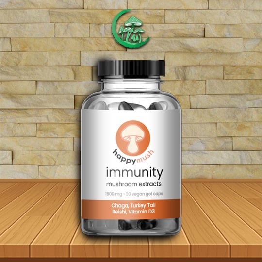 happy mush immunity mushroom extract gel capsules