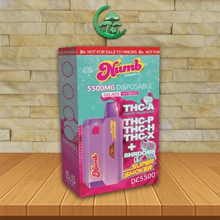 Numb Cannabis Co Super Smoker Liquid Diamond + Shrooms Blend Disposable 5.5g Gelato (Hybrid)